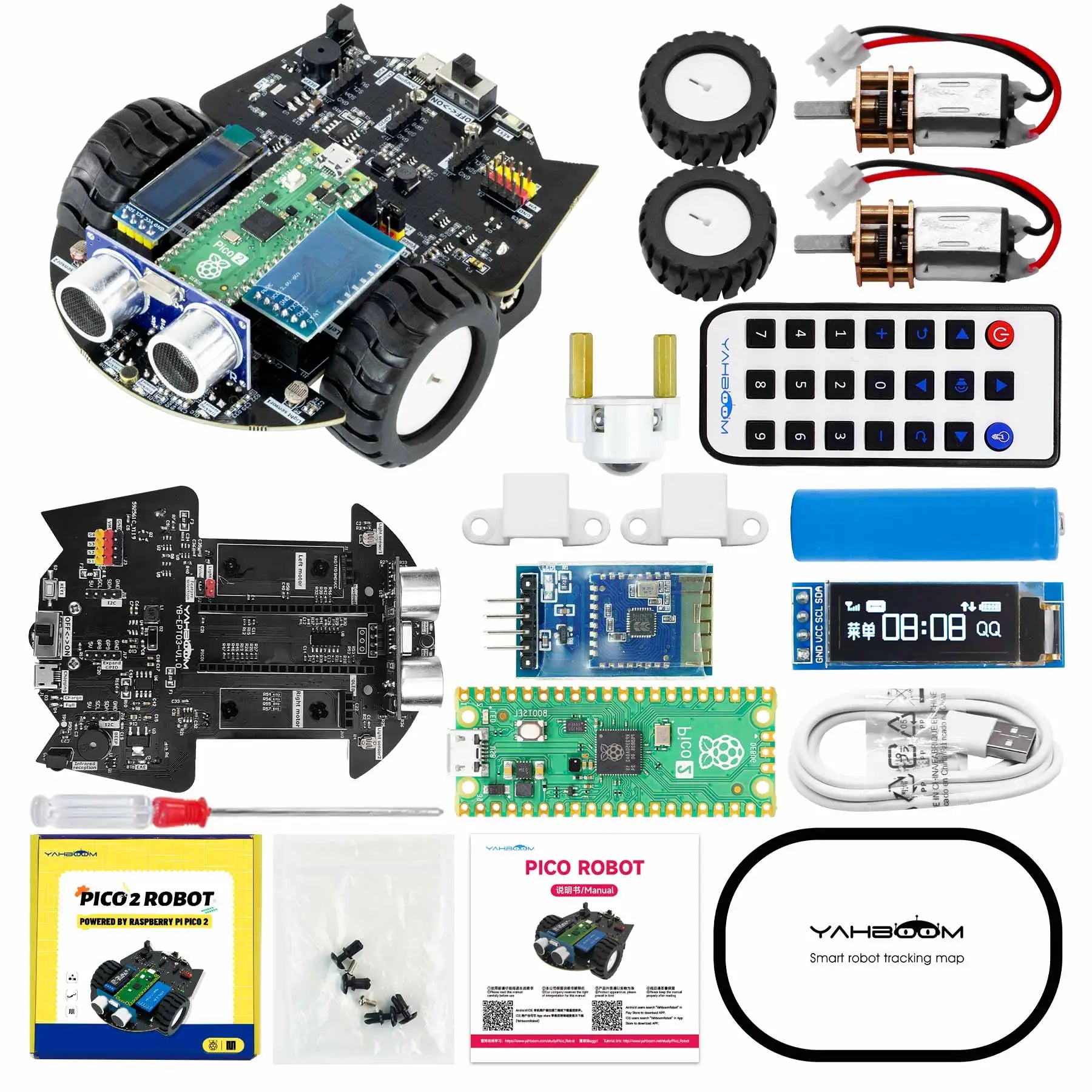 Raspberry Pi Pico 2 Robot Car Kit Programmable Car Use MicroPython Programming For DIY Electronic Project Raspberry Pi