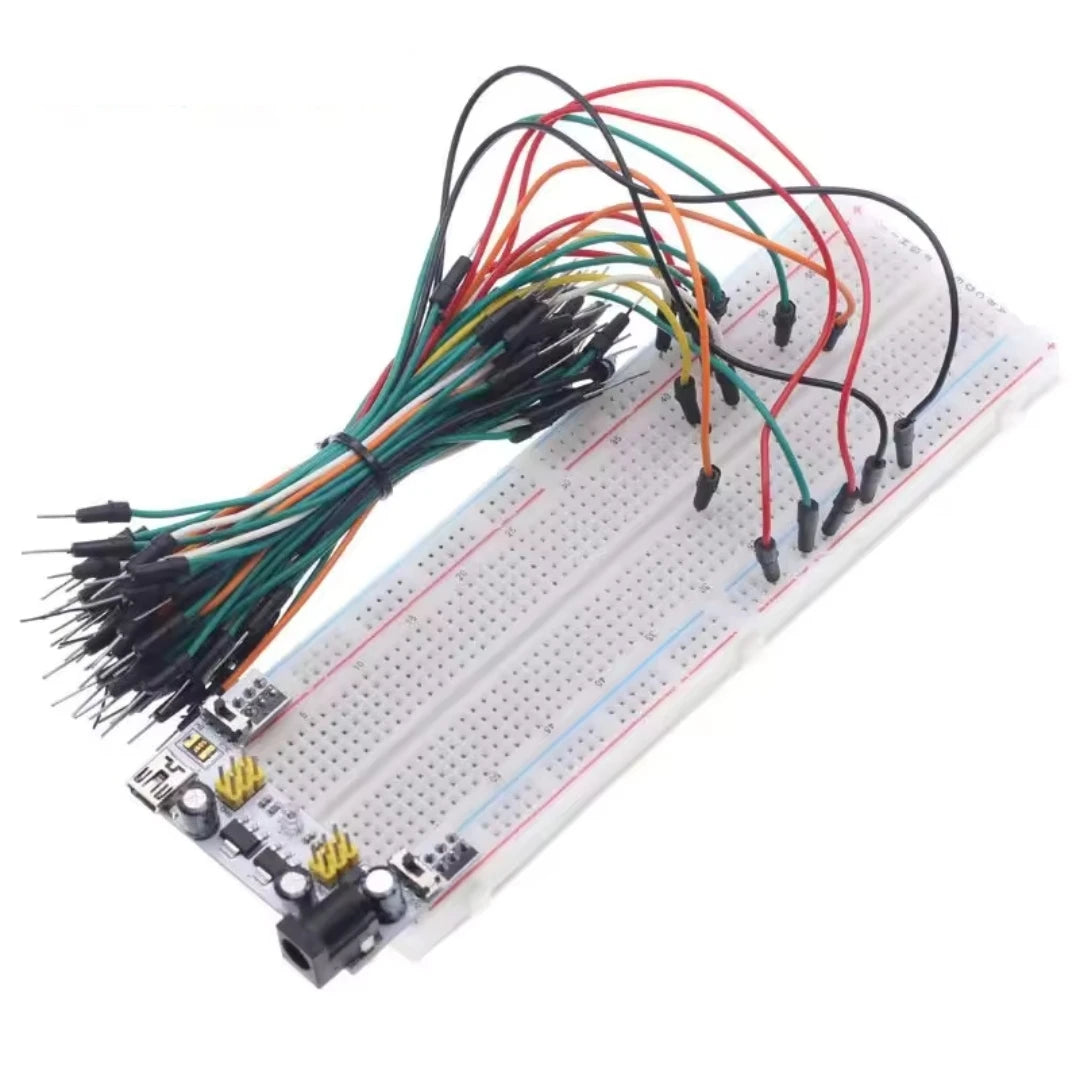 MB-102 Breadboard 400 830 Points Solderless PCB Prototype Board MB102 Power Module 65 Flexible Jumper Wires Test Develop DIY Kit