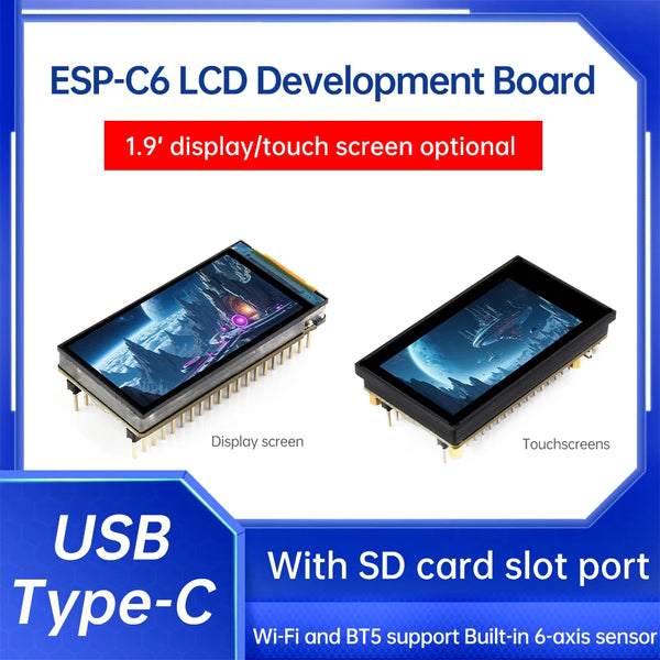 ESP32-C6 1.9 Inch Capacitive Touch Display IPS 170×320 LCD Camera Touch Option Supports WiFi Bluetooth Development Board ESP-32