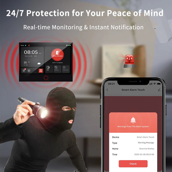 7inch Touch Screen Tuya Smart Life APP Mobile Control  4G Wifi Home Security Protection Smart Buglar Alarm Security System