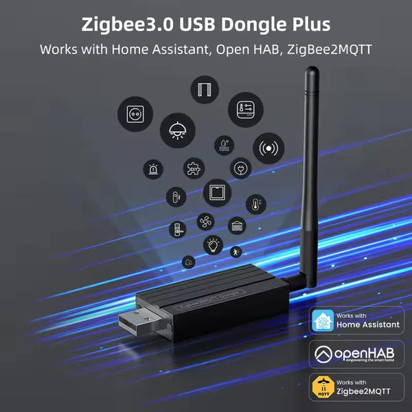 Tuya ZigBee3.0 Dongle USB Gateway, Universal ZigBee Gateway with Antenna Support Home Assistant OpenHAB ZigBee2MQTT Alexa Google