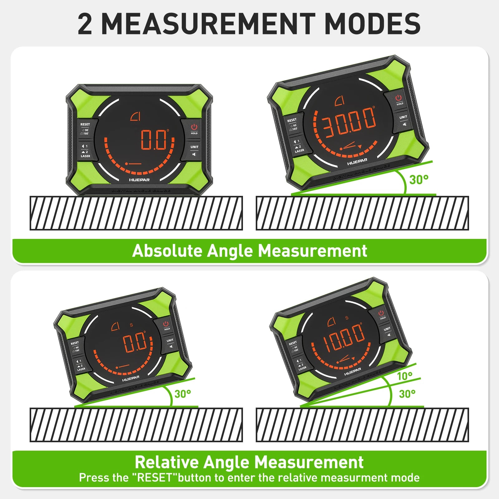 Huepar Digital Angle Gauge AG2L 3-1N-1 Digital Angle Gauge Magnetic with Laser Level detail image 5