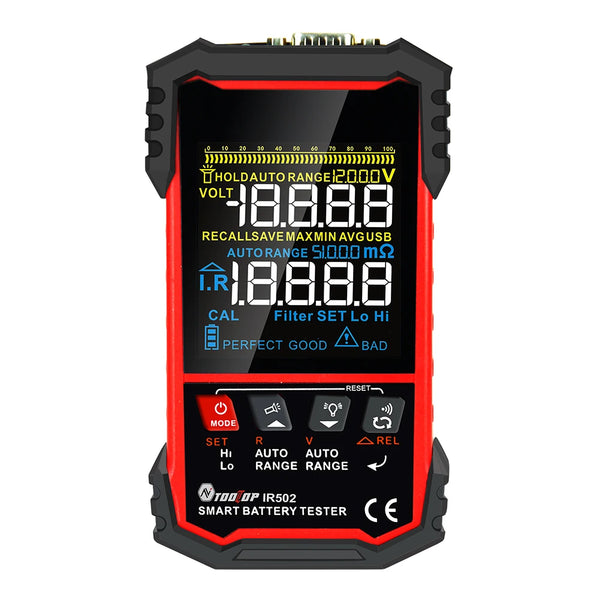 TOOLTOP IR500/IR502 Battery Internal OHM Meter High Precision 120V 0.000mω-500ω Battery Ohmmeter Lithium Nickel-cadmium Batteries Tool
