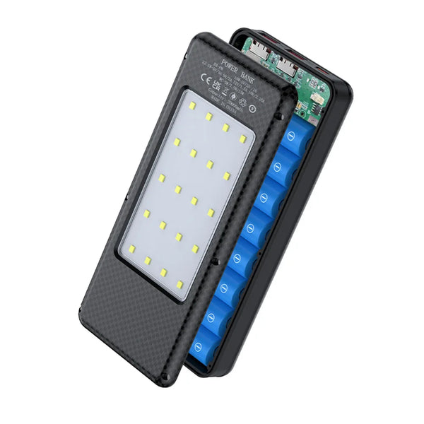 DIY Dual USB Type C Box 18650 Battery Power Case Digital Display for 8x18650 Battery Charging Outer Case QC3.0 PD22.5W Wireless