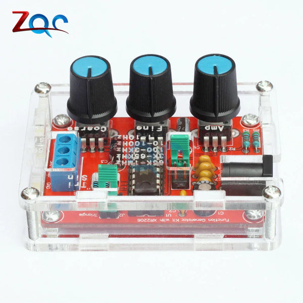 Kit fai da te generatore di segnale funzionale XR2206 da 1Hz a 1MHz, uscita sinusoidale/triangolare/quadra, frequenza e ampiezza regolabili.