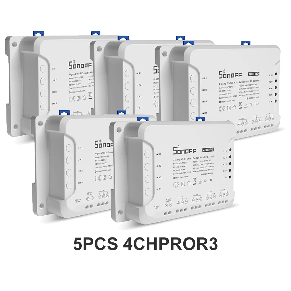 SONOFF 4CHR3 4CHPROR3 4-gang/4 Way Wifi Smart Switch 433mhz RF Control Smart Home Support Alexa Google Smartthings Alice eWeLink