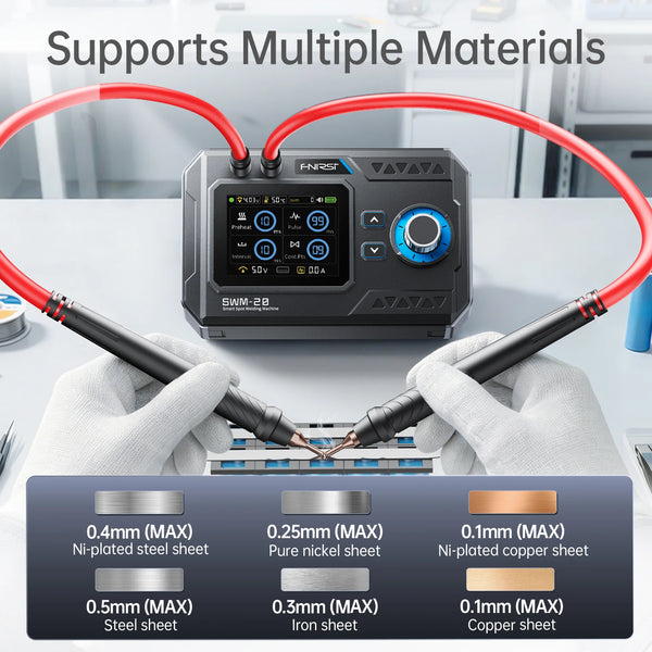 FNIRSI SWM-20 Portable Spot Welder Double Pulse Battery Welding Machine 18650 Battery DIY Pack Welding Tool 0.5mm Nickel Chip