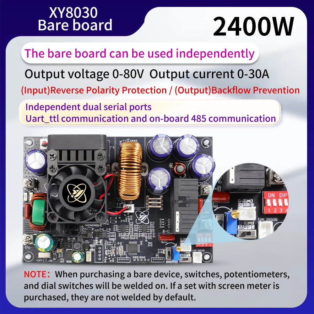 XY8030S 2400W 30A Buck DC Digital Power Supply Adjustable Step-Down Converter MPPT Charging 12-90V To 0-80V WIFI 485 IR 433 Set