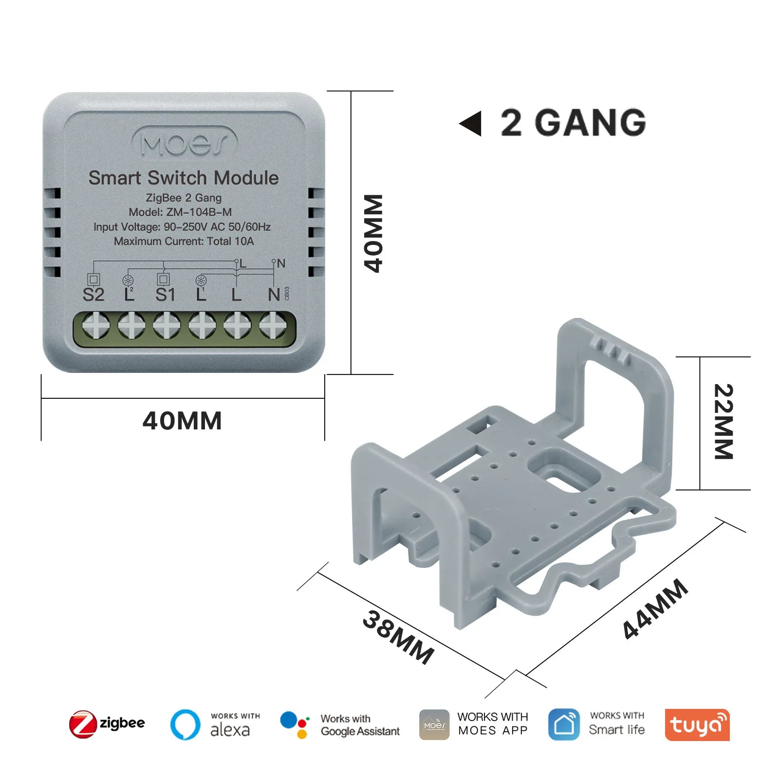 MOES Tuya Mini WiFi/Zigbee intelligens kapcsoló/fényerőszabályzó modul DIY modul fénykapcsoló 1/2 bandás távirányító Work Alexa Google Home