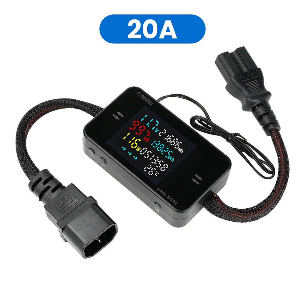 KWS-DC26 Digital Voltmeter Ammeter DC8-80V Power Energy Meter Color Screen Electric Vehicle Battery Charging Detector 0-50A