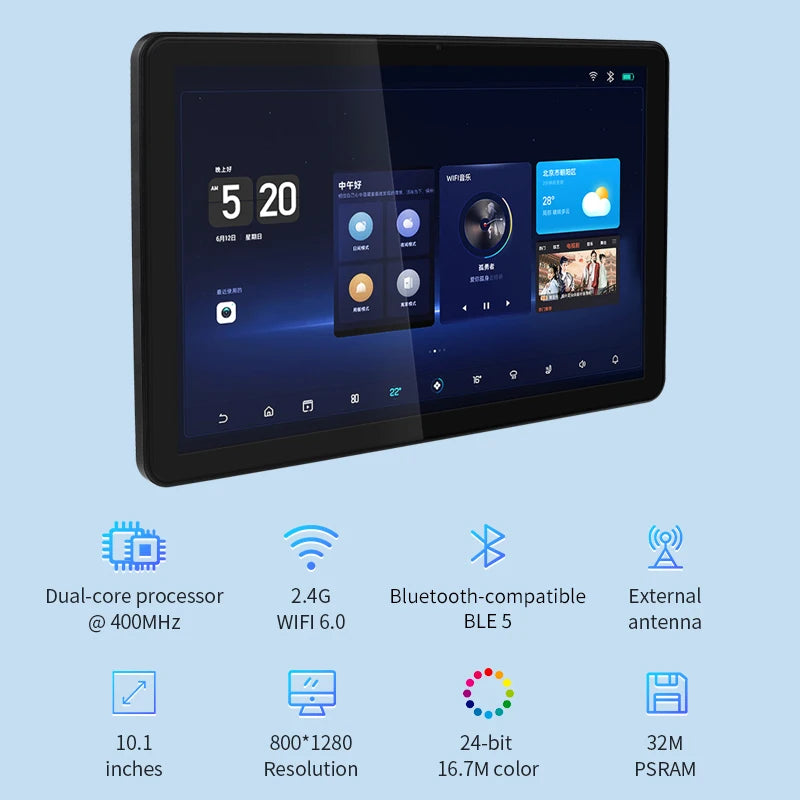 ESP32P4 Development Board 10.1 Inch 1280*800 Screen WiFi BT Type-C for Arduino LVGL ESP-IDE Smart Home Optional Speaker Battery