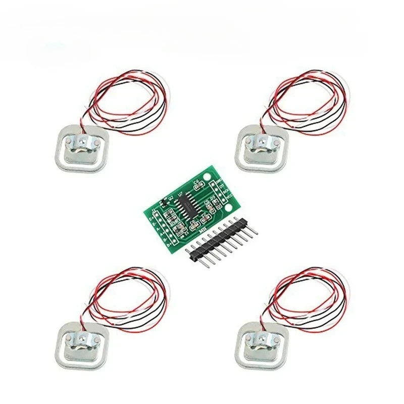 High Precision HX711 Load Cell Module with 4PCS 50kg Weight Sensors - DIY Electronic Scale Kit for Accurate Pressure Measurement