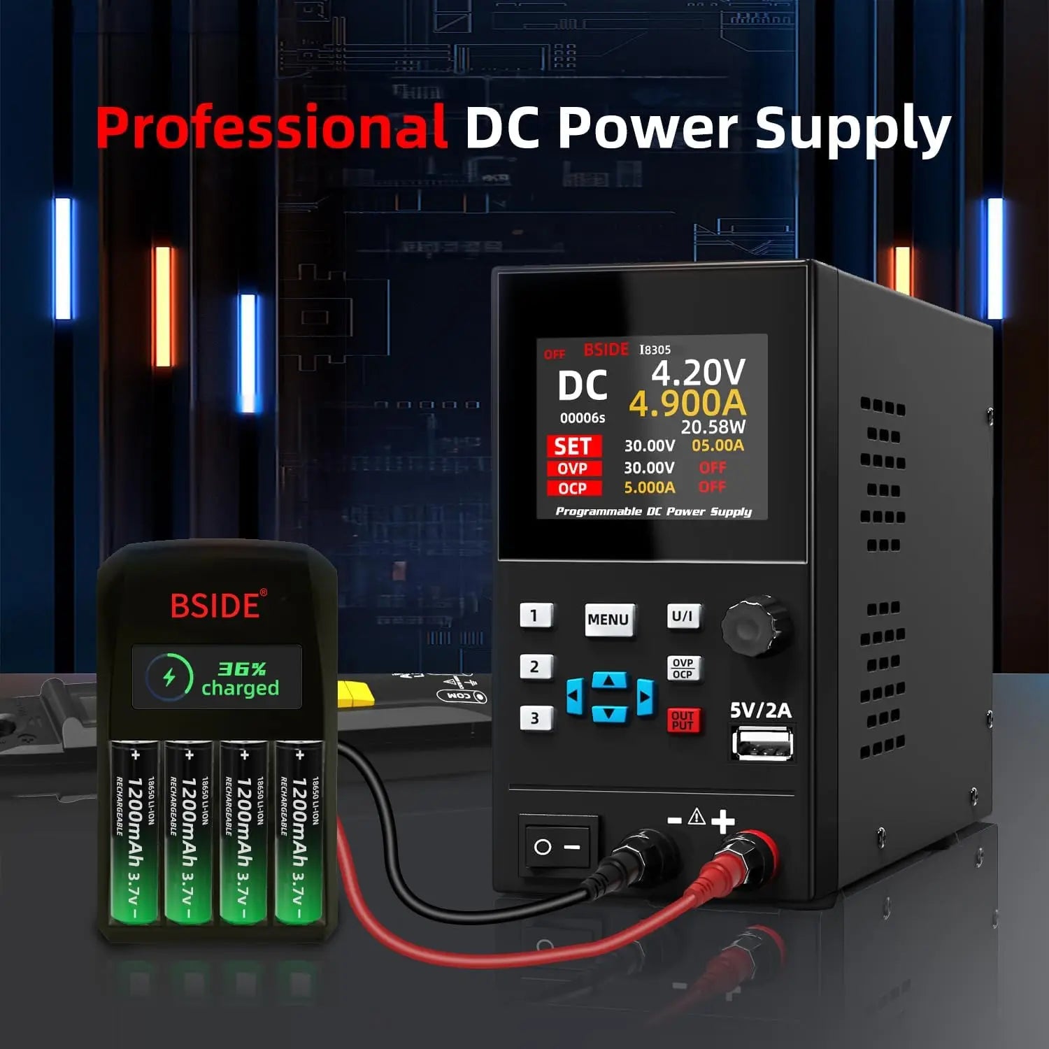 BSIDE I8 DC Laboratory Regulated Power Supply Programmable 30V 10A Adjustable Bench Switch Preset Current Stabilizer ON/OFF