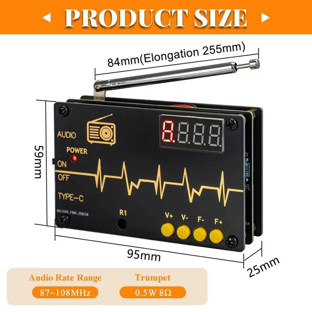 DIY Electronic Kit RDA5807M FM Radio 87-180MHz with Digital Tube Display STC15 Microcontroller Electronic Soldering Projects