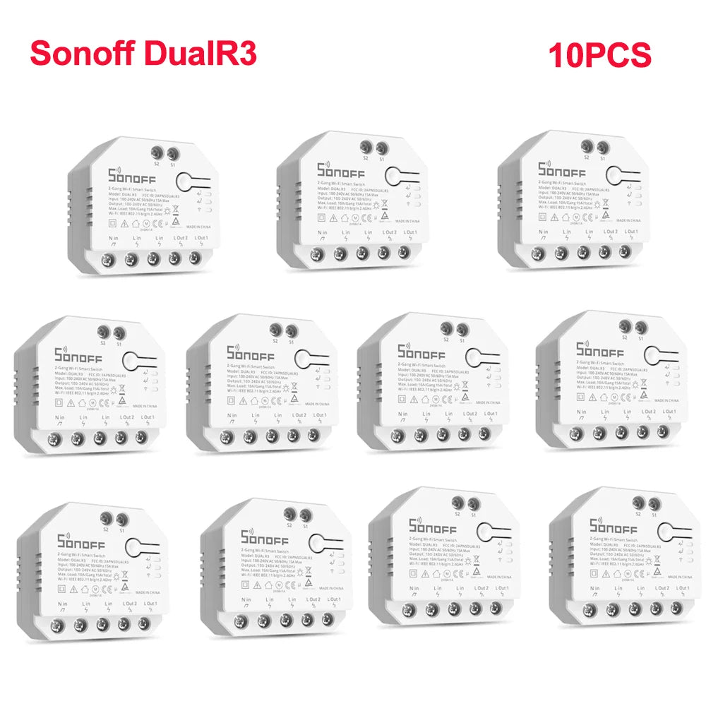 SONOFF Dual R3 2 Gang Wifi Smart Switch Dual Relay Module With Power Metering Smart Roller Shutter Switch Control Via ewelink