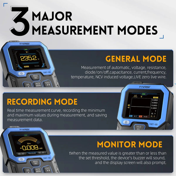 FNIRSI DMT-99 Digital Multimeter Current Voltage Tester tool 9999 Counts TRMS Rechargeable Auto-Ranging Volt Meter