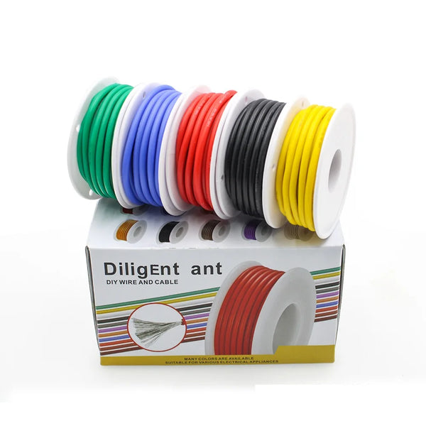 Heat Resistant Soft Silicone Wire 5 Colors in A Box Kit 30/28/26/24/22/20/18AWG Stranded Cable Electrical Tinned Copper Wire