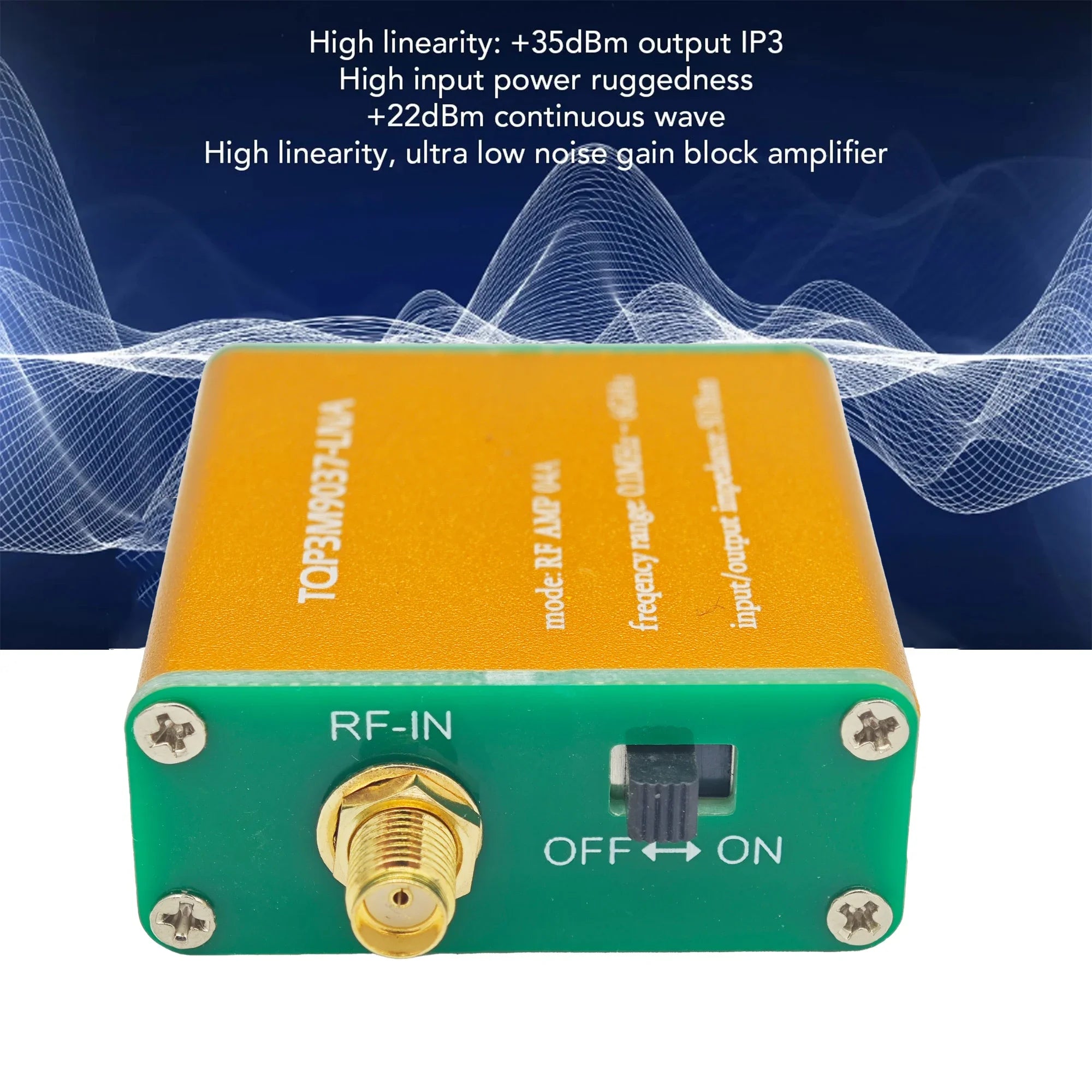 Módulo amplificador de RF TQP3M9037-LNA: amplificador de bajo ruido para un rango de frecuencia de 0,1 MHz a 6 GHz, amplificación de señal I2S2.