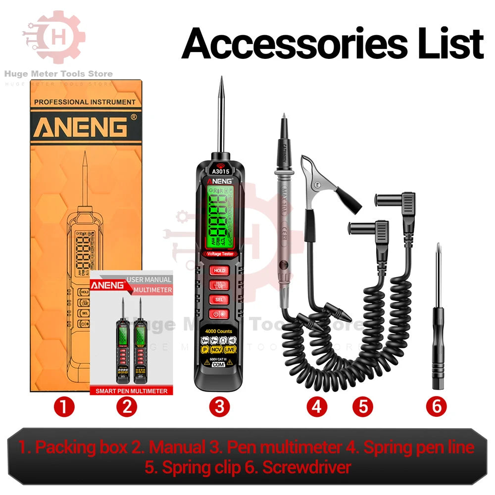 ANENG Digital Car Voltage Tester Pen AC/DC Voltage 600V Smart Non-Contact Auto Ohm Diode Tester Digital Multimeter For Tool