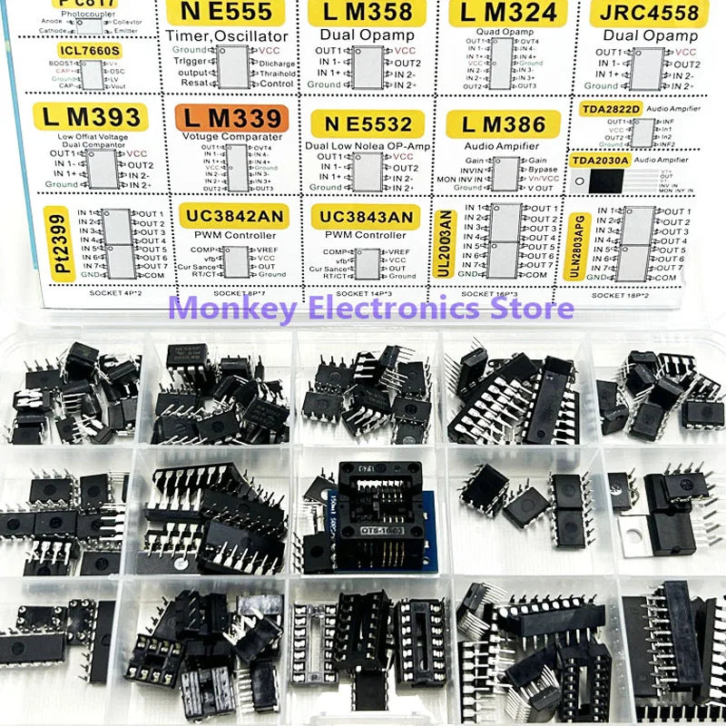 150pcs Integrated Circuits Chips Boxed PC817 ICL7660 NE555 LM358 JRC4558 LM393 LM339 Repair Appliances Send Clip Send Adapter