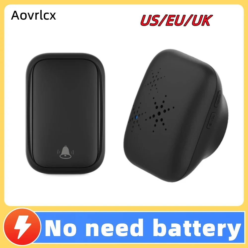 38-Chime 120db Wireless Doorbell with Self-Generating Power Waterproof Remote EU USPlug Kinetic Energy Door Bell for Home Use