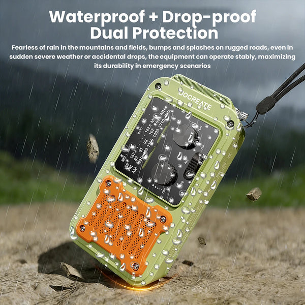 DC 5V 2A 7-in-1 87-108MHZ Multi-Function Emergency Radio: AM/FM/WB Full-Band Portable Radio with USB-C Interface