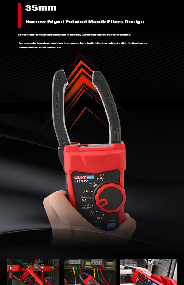 UNI-T UT219PV Clamp Meter AC DC Pliers Ammeter Voltmeter 1000A 1500V 2500V PEAK LPF Measure Digital Bluetooth Multimeter