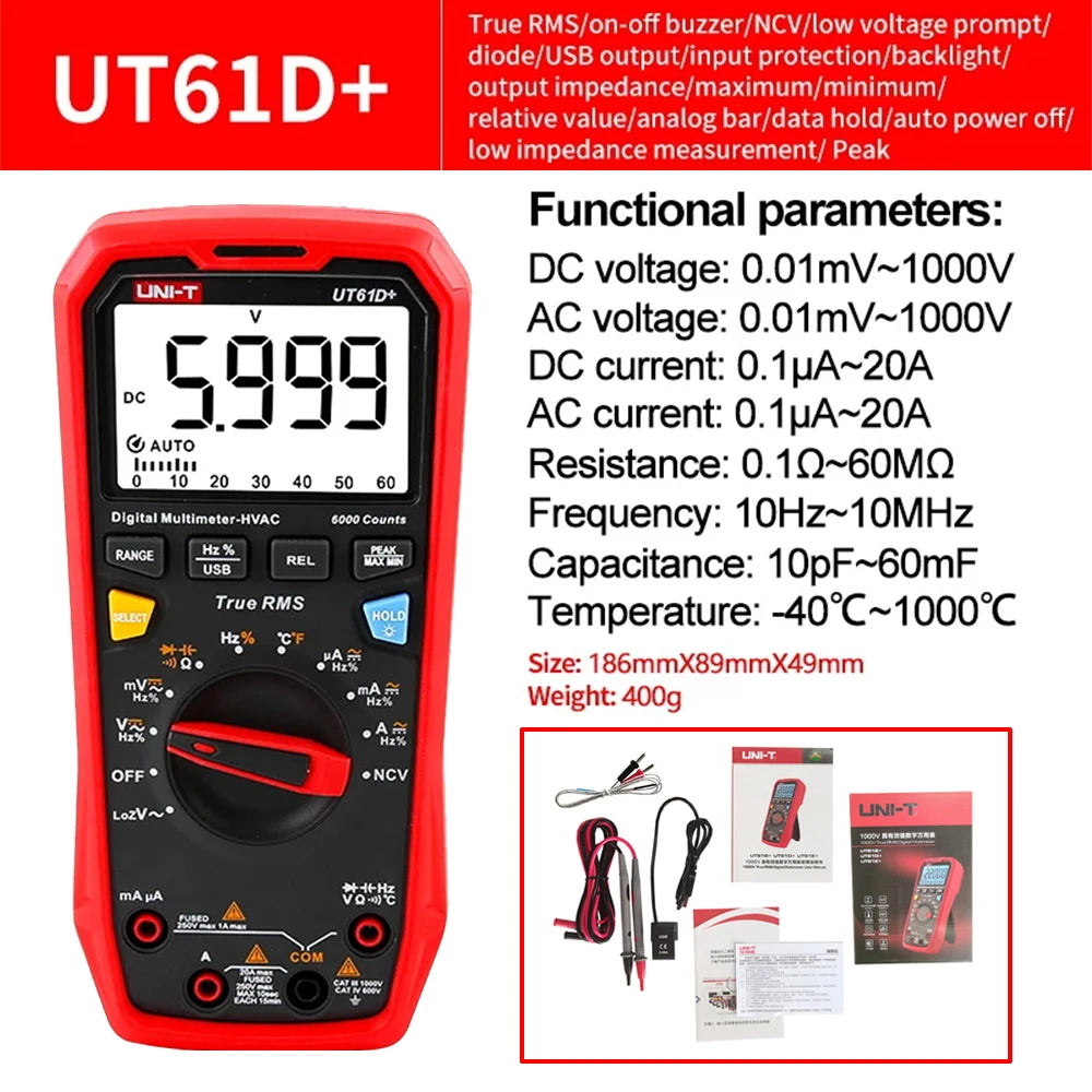 UNI-T UT61B UT61D UT61E Plus Smart Multimeter Analog & Digital Polymer Electrician Tester Voltmeter Ammeter Electric Multi Meter