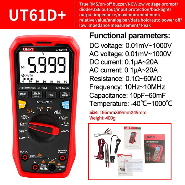 UNI-T UT61B UT61D UT61E Plus Smart Multimeter Analog & Digital Polymer Electrician Tester Voltmeter Ammeter Electric Multi Meter