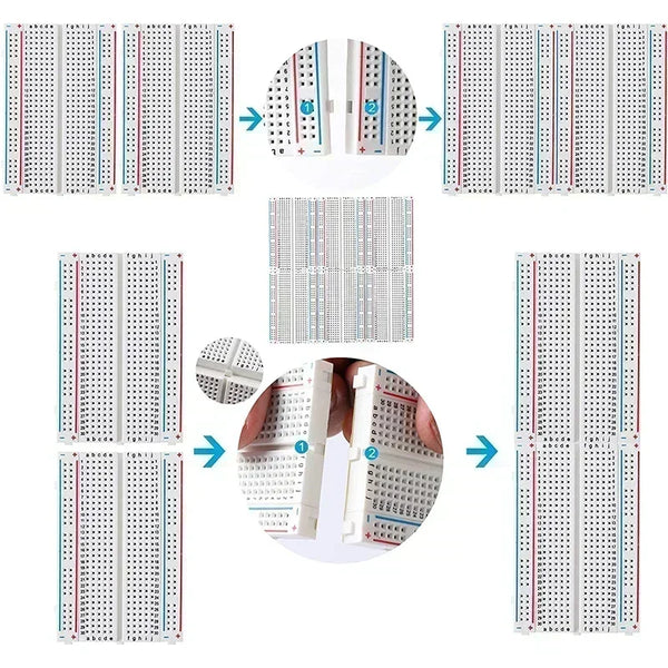 MB102 Breadboard Power Module 3.3V/5V MB-102 830 Points Prototype Bread Board +65pcs Jumper Wires DIY for Arduino Kit