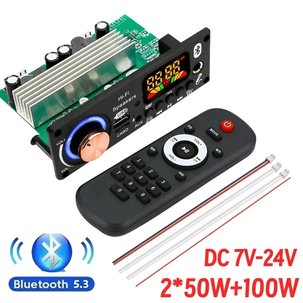 200W DIY Home Digital Amplifier MP3 Decoder Board 100W Audio Power Bluetooth 5.3 FM For detail image 7