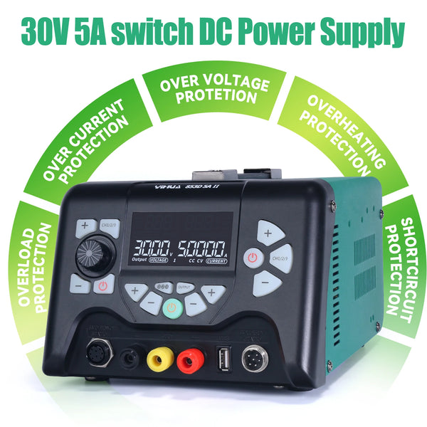 YIHUA 853D 5A II DC Power Supply With 970W Hot Air Soldering Station 3 in 1 Soldering Iron Rework Station Repair Welding Tools