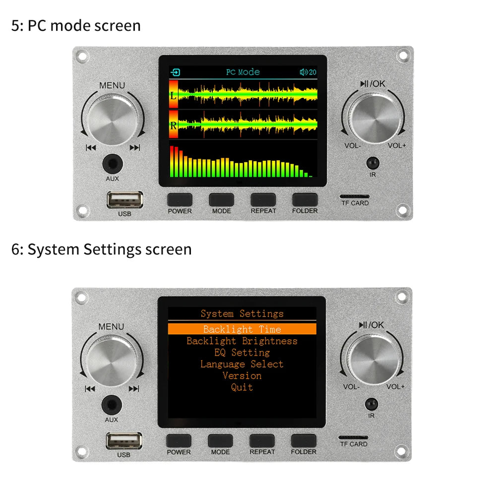 Amplificador TFT de 2,8 pulgadas, Bluetooth, DC 4,5-5,0 V, 5 W, placa decodificadora MP3, audio para coche, USB, TF, módulo de radio FM, reproductor MP3 con pantalla a color