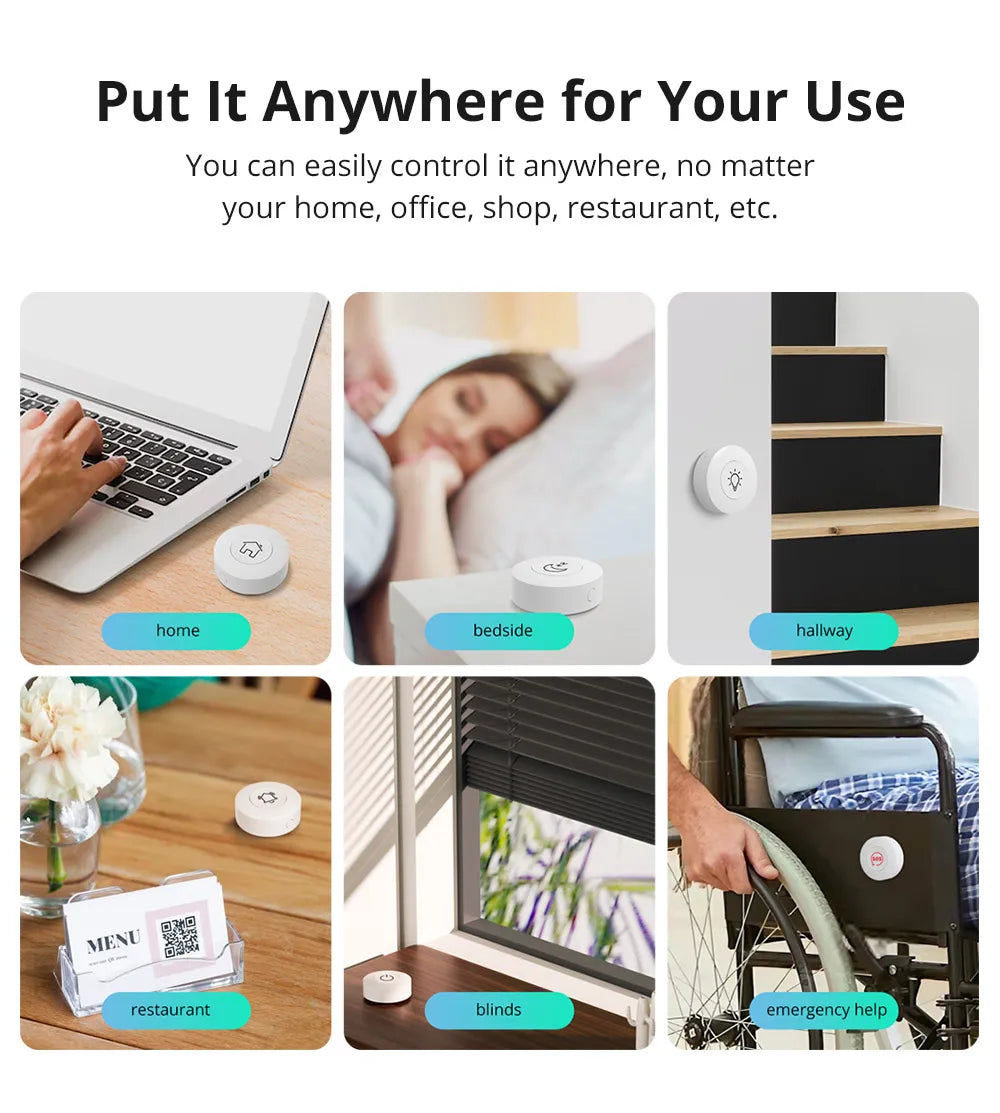 SONOFF SNZB-01P Zigbee Wireless Switch Custom Button Action Trigger Alexa Routines Emergency Button Smart Home Automation Module