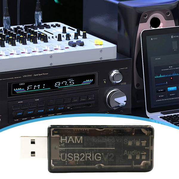 USB2RIG V2 USB Sound Card Connector Supporting PTT Control Radio Sound Adapter Amateur Radio Adapter for Multiple Radios Brands