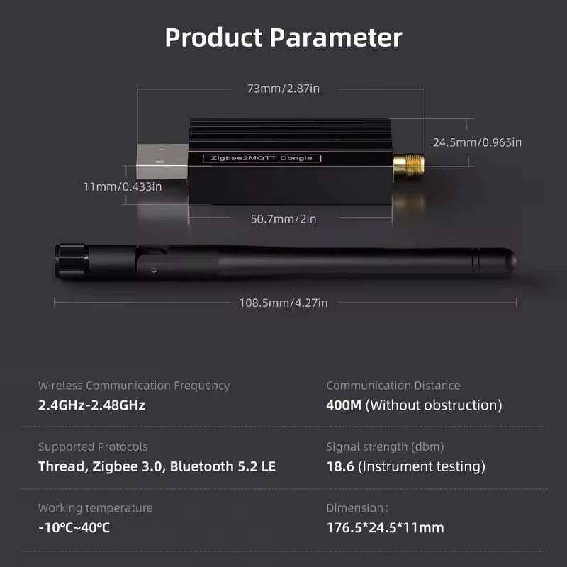 Tuya ZigBee3.0 Dongle USB Gateway, Universal ZigBee Gateway with Antenna Support Home Assistant OpenHAB ZigBee2MQTT Alexa Google
