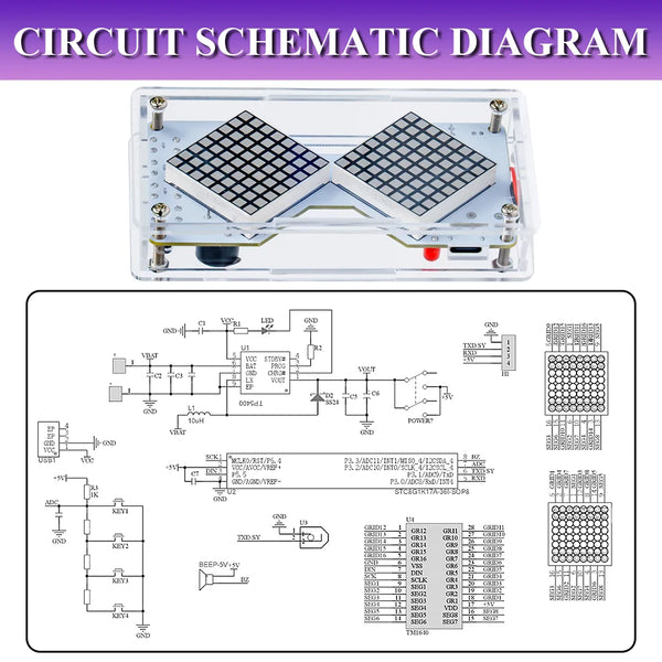 DIY Electronic Kit LED Dot Matrix Component Hourglass Gravity-Sensing Timer PCB Soldering Practice Kit Dual Power Supply DC5V