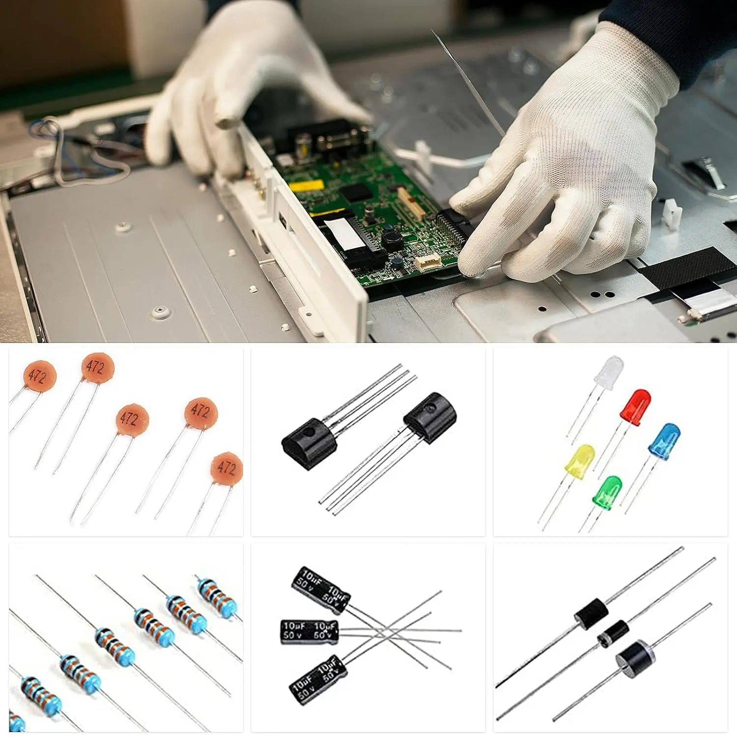 1500Pcs Electronic Components Starter Kit Resistor Capacitor LED Diode Transistor Assortment Pack for DIY Arduino