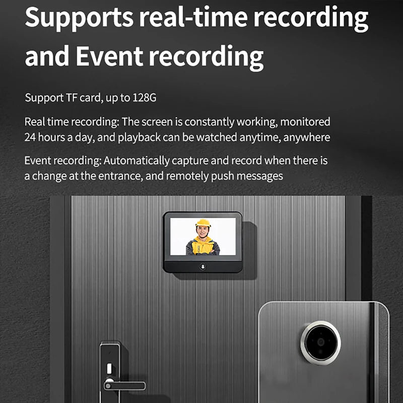 Tuya Wireless Radar Doorbell WiFi Door Peepholes 1080P Camera PIR Motion Detection Night Vision 4.3Inch Video Door Bell For Home