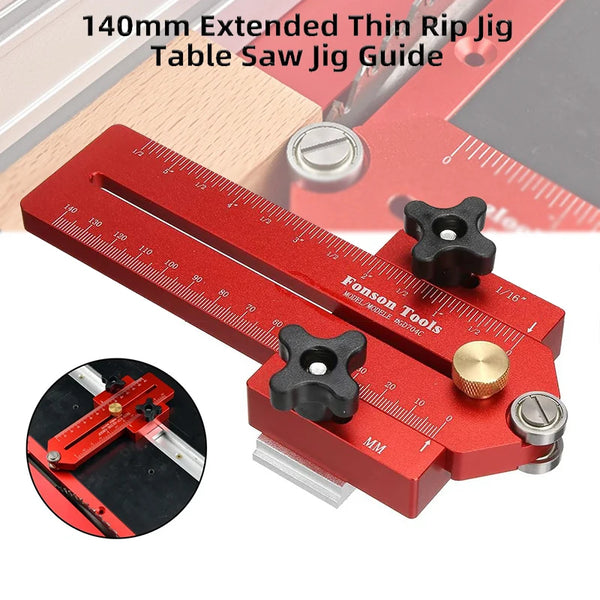 90/140mm Extended Thin Rip Jig Table Saw Jig Guide Saw Locator for Repeat Narrow Strip Cuts Works