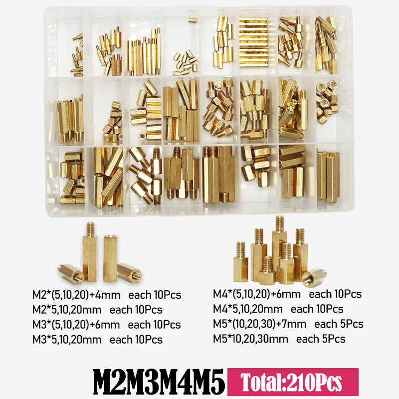 M2 M2.5 M3 M4 M5 Motherboard Standoffs Screws Nuts Kit for DIY Electronic PCB Circuit Hex Pillar Mount Male Female Brass Spacer