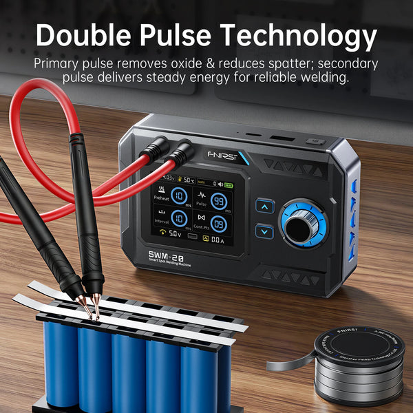 FNIRSI SWM-20 Portable Spot Welder Double Pulse Battery Welding Machine 18650 Battery DIY Pack Welding Tool 0.5mm Nickel Chip