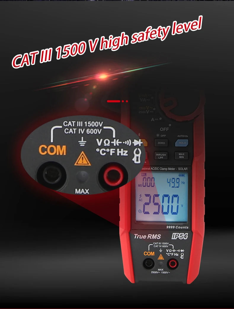 UNI-T UT219PV Clamp Meter Digital 1500V 2500V Bluetooth Multimeter Pliers Ammeter Voltmeter PEAK LPF Photovoltaic Multi Tester