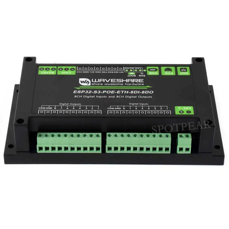 ESP32-S3 Industrial Control Board 8-Channel Controller with WiFi Bluetooth CAN IoT RS485 and RJ45 ETH interfaces POE