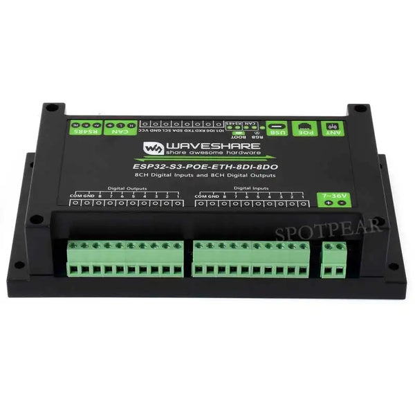 ESP32-S3 Industrial Control Board 8-Channel Controller with WiFi Bluetooth CAN IoT RS485 and RJ45 ETH interfaces POE