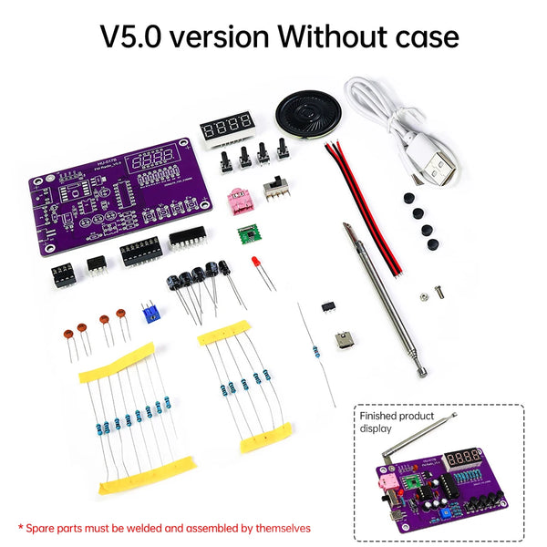 HU-017A/B RDA5807S Kit radio FM fai da te con componenti elettronici, set di apprendimento 87-108 MHz, kit elettronico fai da te