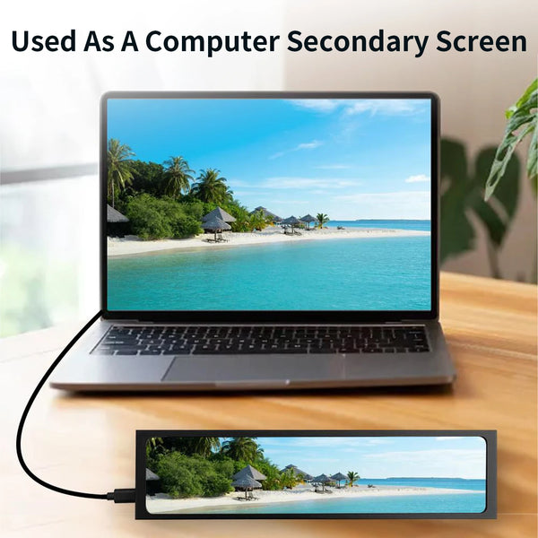 11.26 Inch USB Type-C Secondary Screen IPS 1920x440 Display Video Player Electronic Photo Album 170 ° Wide View Monitor for PC