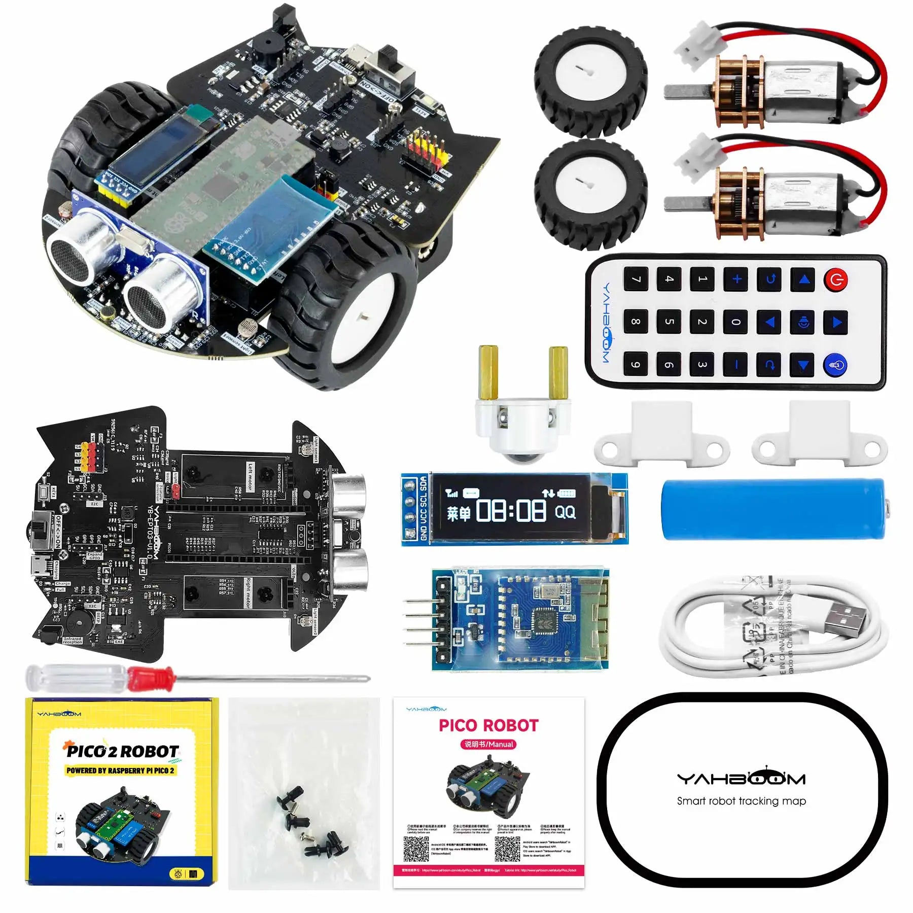 Raspberry Pi Pico 2 Robot Car Kit Programmable Car Use MicroPython Programming For DIY Electronic Project Raspberry Pi