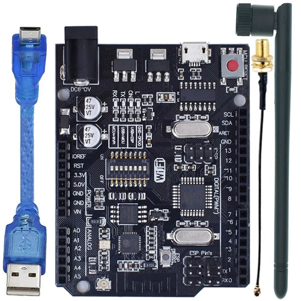 UNO+WiFi R3 ATmega328P+ESP8266 CH340 (32Mb di memoria) 6V-9V USB-TTL CH340G per Arduino NodeMCU WeMos una scheda di sviluppo