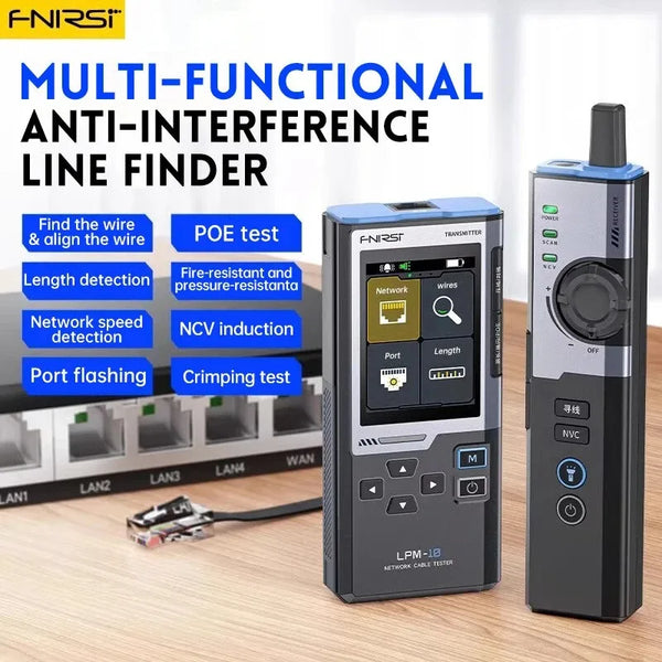 FNIRSI LPM-10A Network Cable Tester Anti-Interference Line Finder POE Test NCV Detection Length Measurement RJ45 Port Flashing